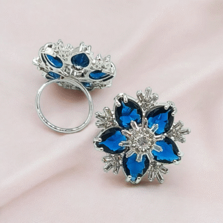 Blue AD Ring, Elegant & Radiant