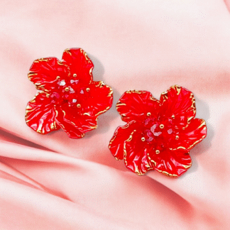 Orange Flower Tops | Elegant Floral Stud Earrings