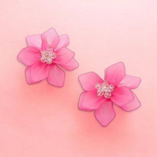 Pink Flower Tops ? Elegant Floral Stud Earrings