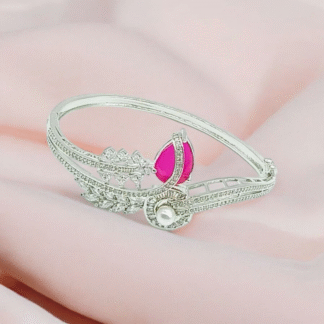 White-Pink Stone Bangles – Elegant Designer Bangles