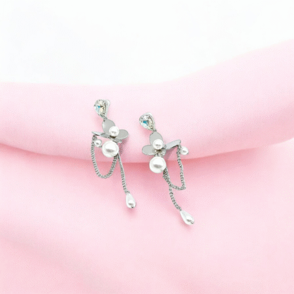White Floral Earrings | Elegant Fashion Jewellery
