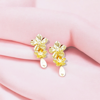 Golden Floral Earrings | Elegant Fashion Jewellery