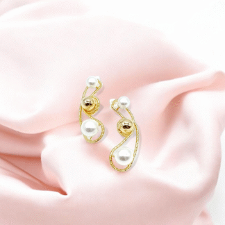 Golden White Floral Earrings | Fashion Jewellery