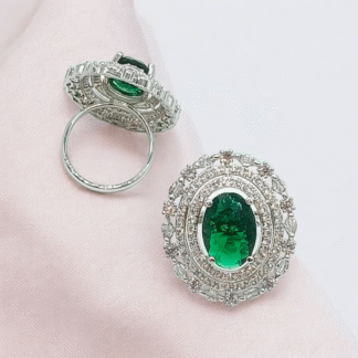 Green Stone Ring, Adjustable & Stylish