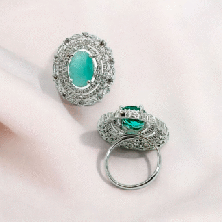 Mint Stone Ring, Elegant & Adjustable