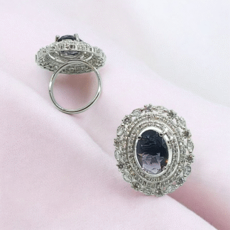 Navy Blue AD Ring, Elegant & Adjustable