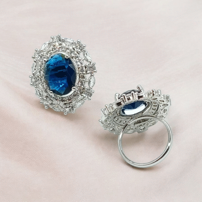 Blue AD Ring, Elegant Shine