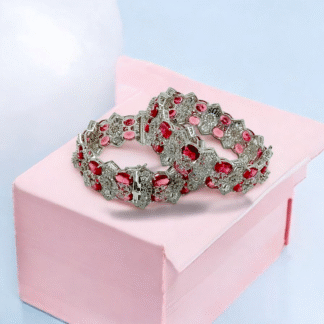 Ruby Gold Yellow AD Stone Bangles | Elegant Designer Jewellery