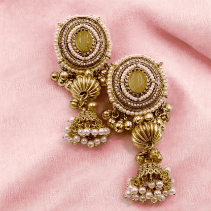 Yellow Silver Look Alike Earrings | Trendy Ethnic Style