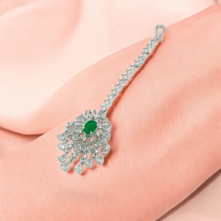 Green AD Maang Tikka | Elegant Bridal & Festive Jewellery