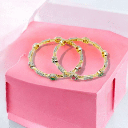 White Gold AD Bangles | Elegant American Diamond Bangles