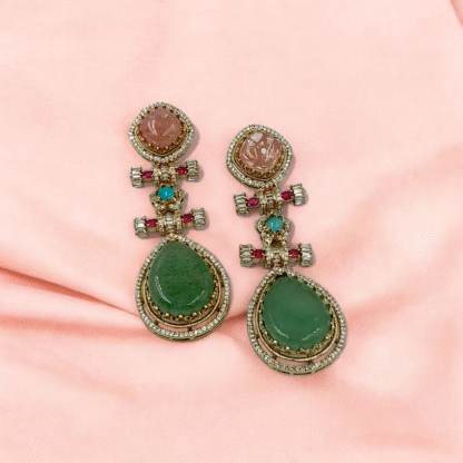 Multi Colour Heritage Earrings | Traditional Festive Jewellery