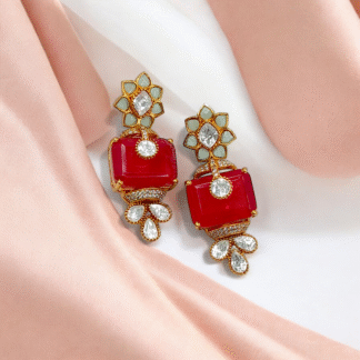 Ruby Moissanite Earrings | Elegant Designer Jewellery