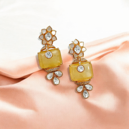 Yellow Moissanite Earrings | Designer Sparkling Jewellery