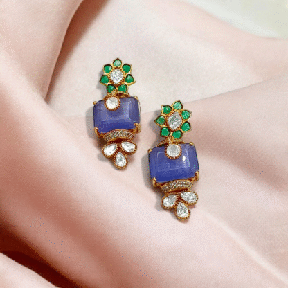 Blue Moissanite Earrings | Elegant Designer Jewellery