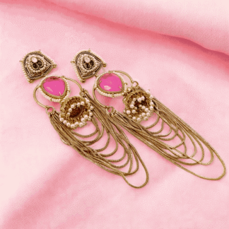 Peach Silver Look Alike Earrings | Elegant Oxidised Finish