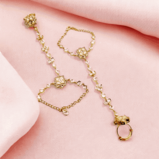 Peach Kundan Hathfool | Elegant Bridal Hand Ornament