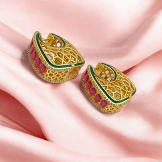 Multi Colour AD Hoop Earrings | Designer Party & Festive Jewellery