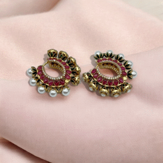 Multi Colour AD Hoop Earrings | Designer Party & Festive Jewellery