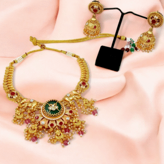 Multi Colour Temple Necklace | Traditional Ethnic Jewellery