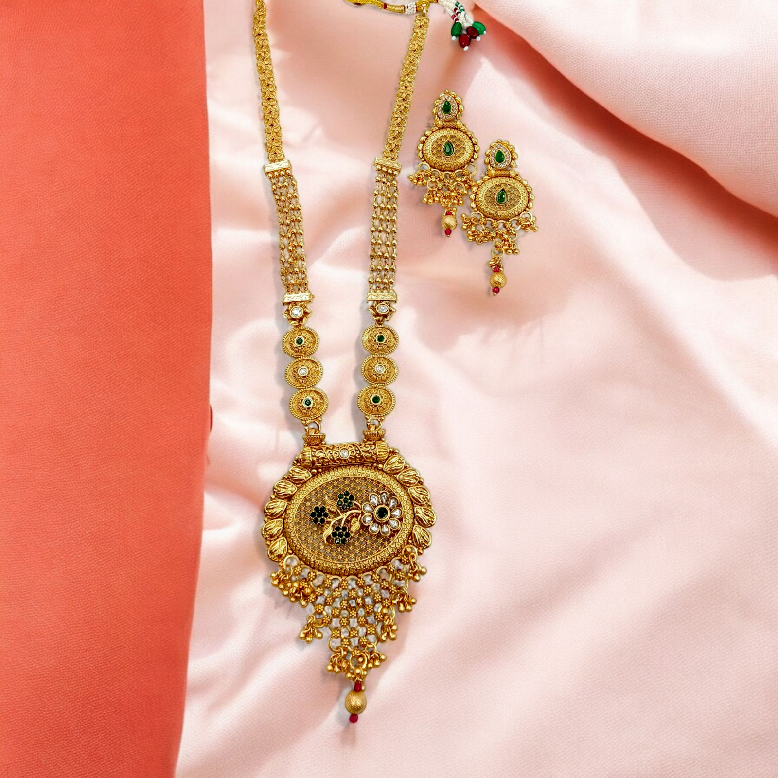 Golden Long Temple Necklace | Traditional South Indian Jewellery
