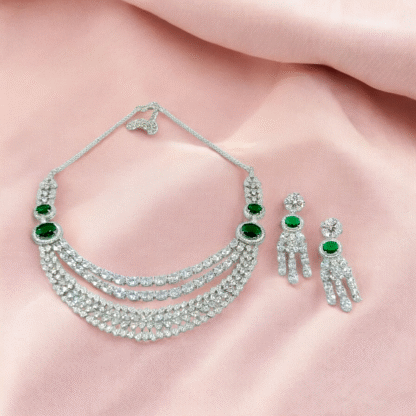 Green AD Layered Necklace | Elegant Multi-Layer Design