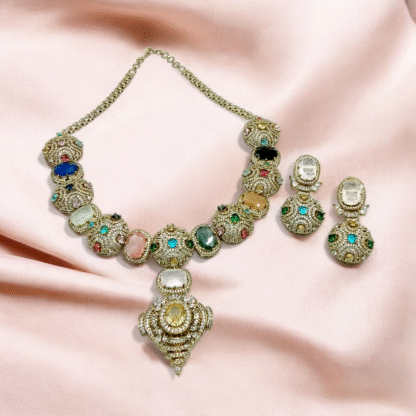Gold White Heritage Necklace | Traditional Designer Jewellery