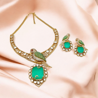 Mint Green Colour AD Necklace | Elegant Designer Jewellery