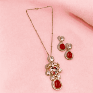 Ruby Moissanite Pendant Set | Elegant Sparkling Design