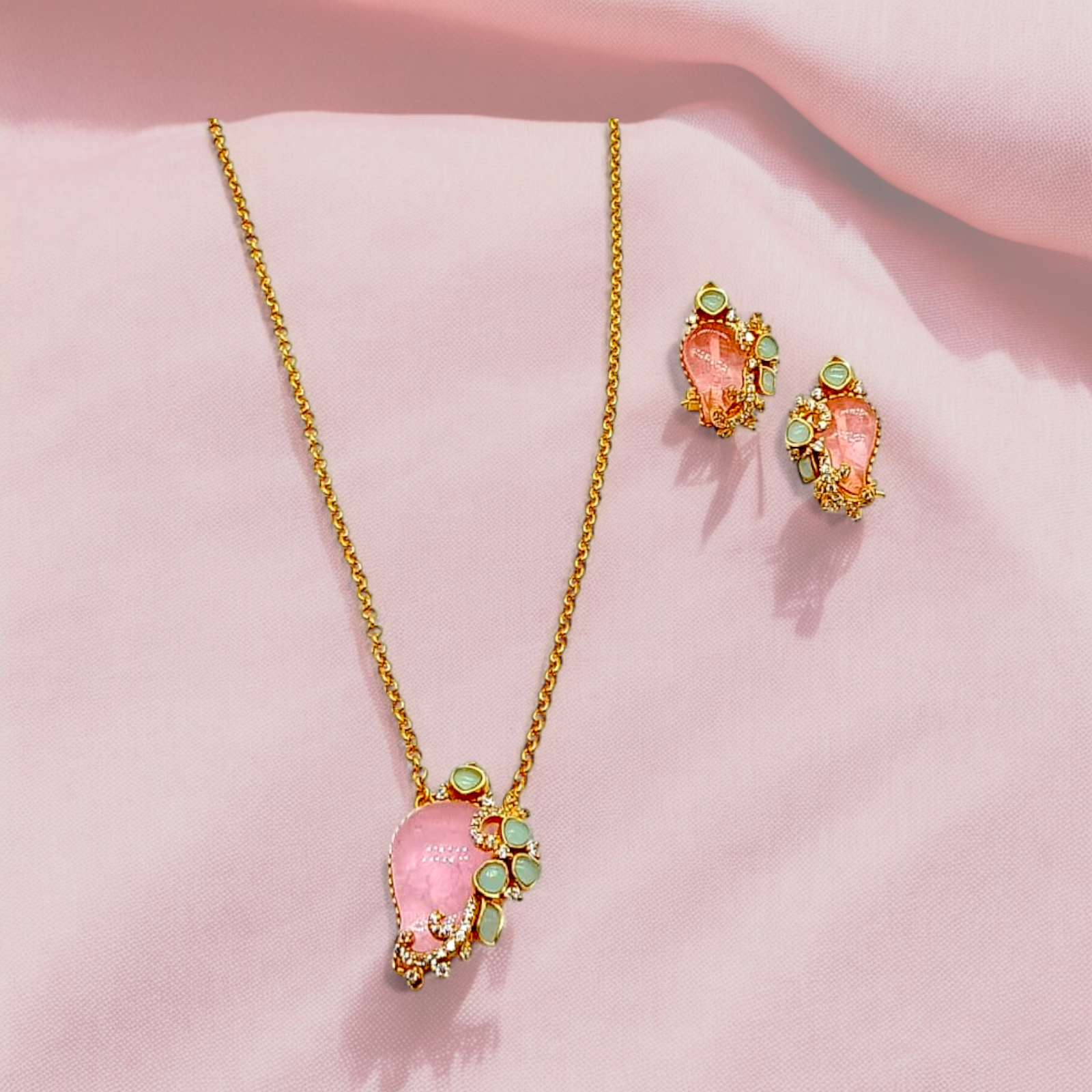 Peach Pendant Set | Elegant Designer Jewellery