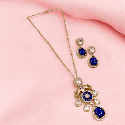 Blue Moissanite Pendant Set | Elegant Sparkling Jewellery