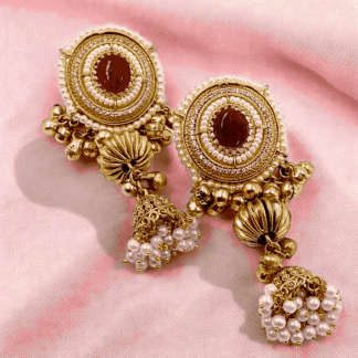 Ruby Silver Look Alike Earrings | Oxidised Finish