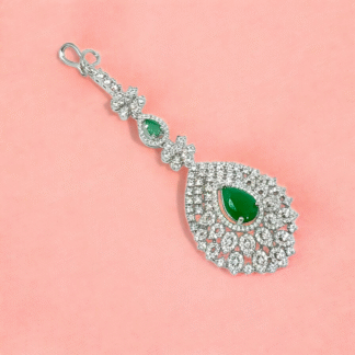 Green AD Maang Tikka | Elegant Bridal & Festive Jewellery