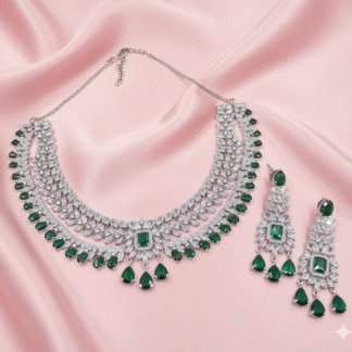 Emerald Grace AD Diamond Necklace Set