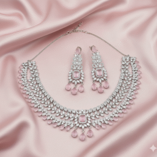 Blush Pink Elegance AD Diamond Necklace Set
