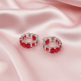 Ruby Red AD Bali Earrings