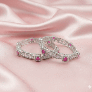 Silver Pink Royale AD Bangles