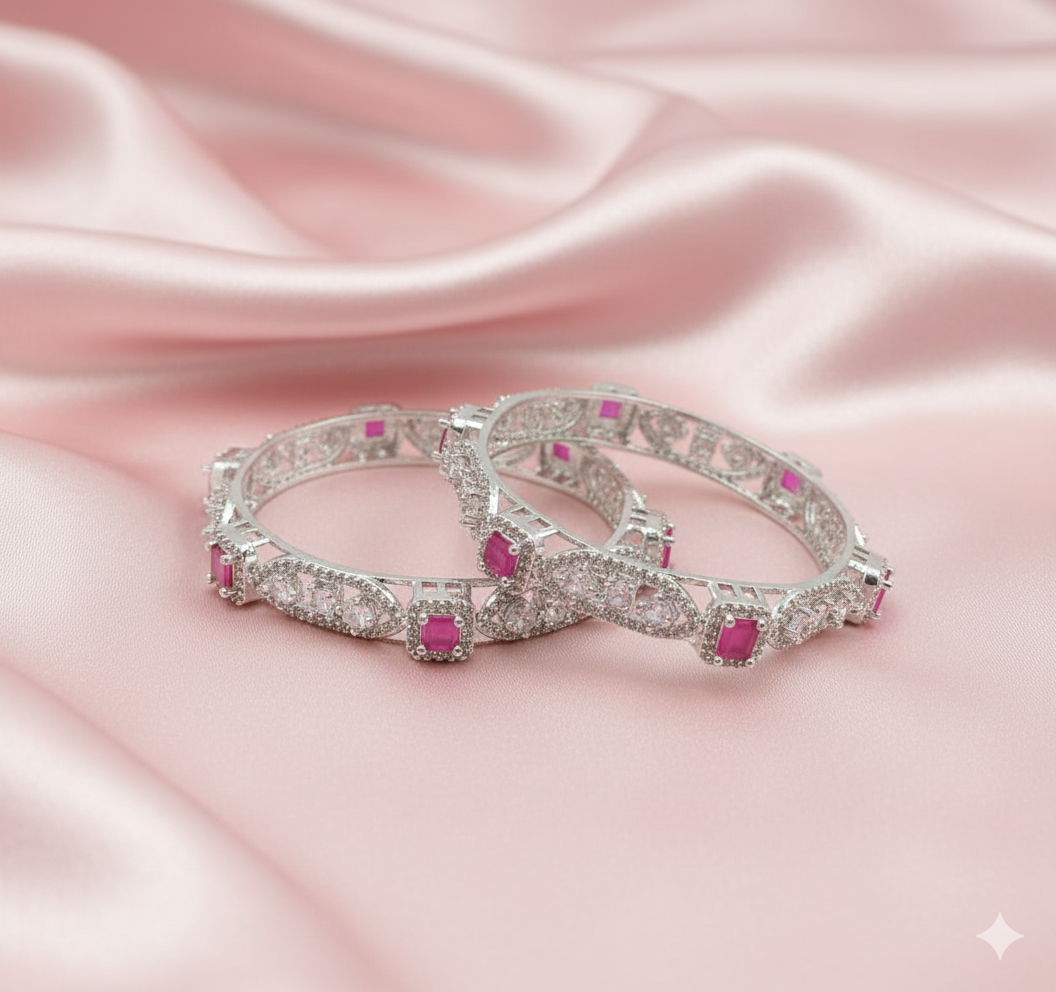 Silver Pink Royale AD Bangles