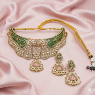Blush Pink & Emerald Green Moissanite Choker Set
