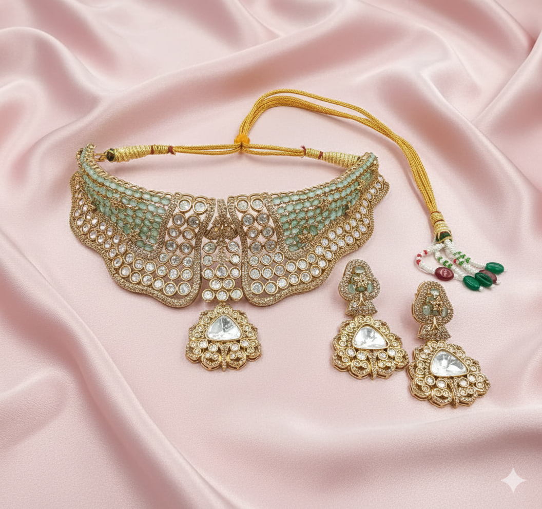 Mint Green Moissanite Choker Set