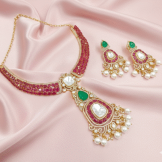 Ruby Green Moissanite Hasli Set