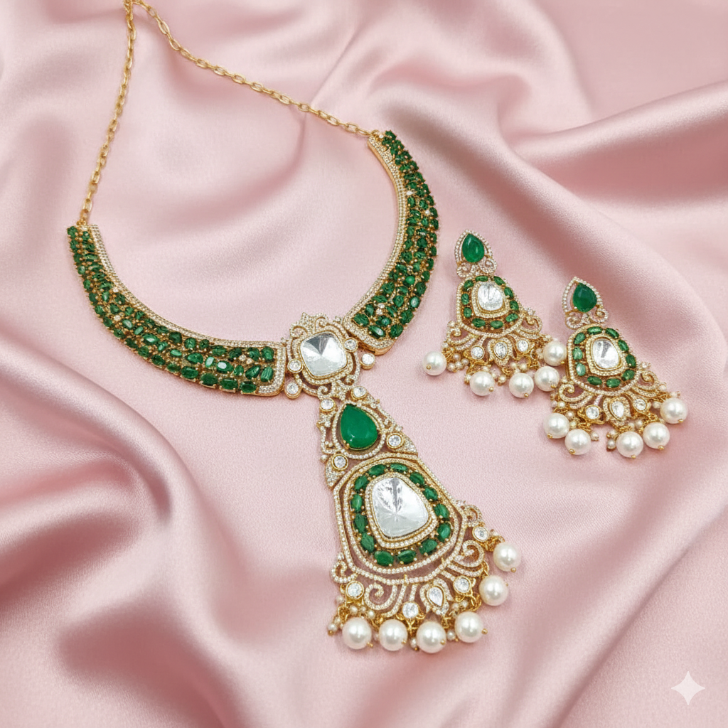 Emerald Green Moissanite Hasli Set