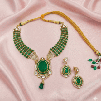 Green Moissanite Hasli Necklace Set