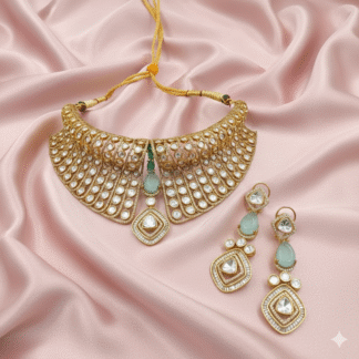 Mint Green Moissanite Hasli Choker Set