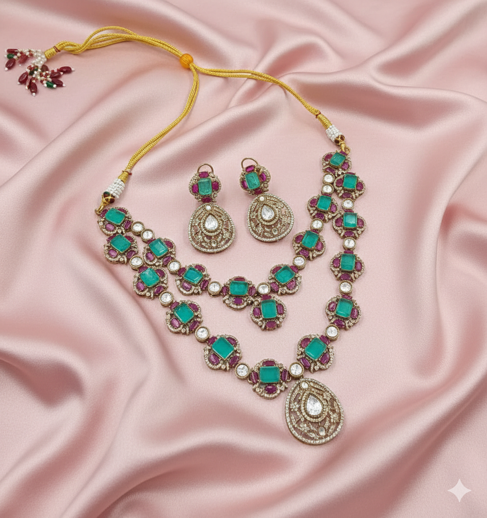 Aqua Ruby Necklace Set