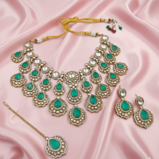 Emerald Green Moissanite Heavy Necklace Set