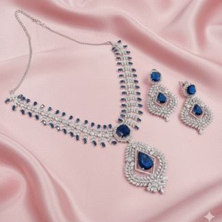 Sapphire Blue AD Necklace Set