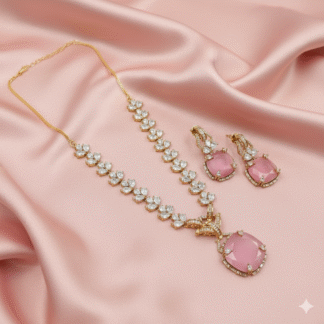 AD Mehndi Polish Blush Pink Pendant Set