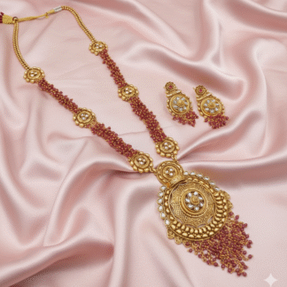 Ruby Beaded Ranihaar Set