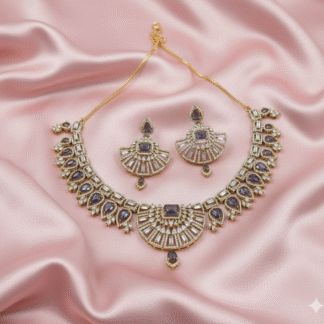 Royal Purple AD Mehandi Polish Necklace Set